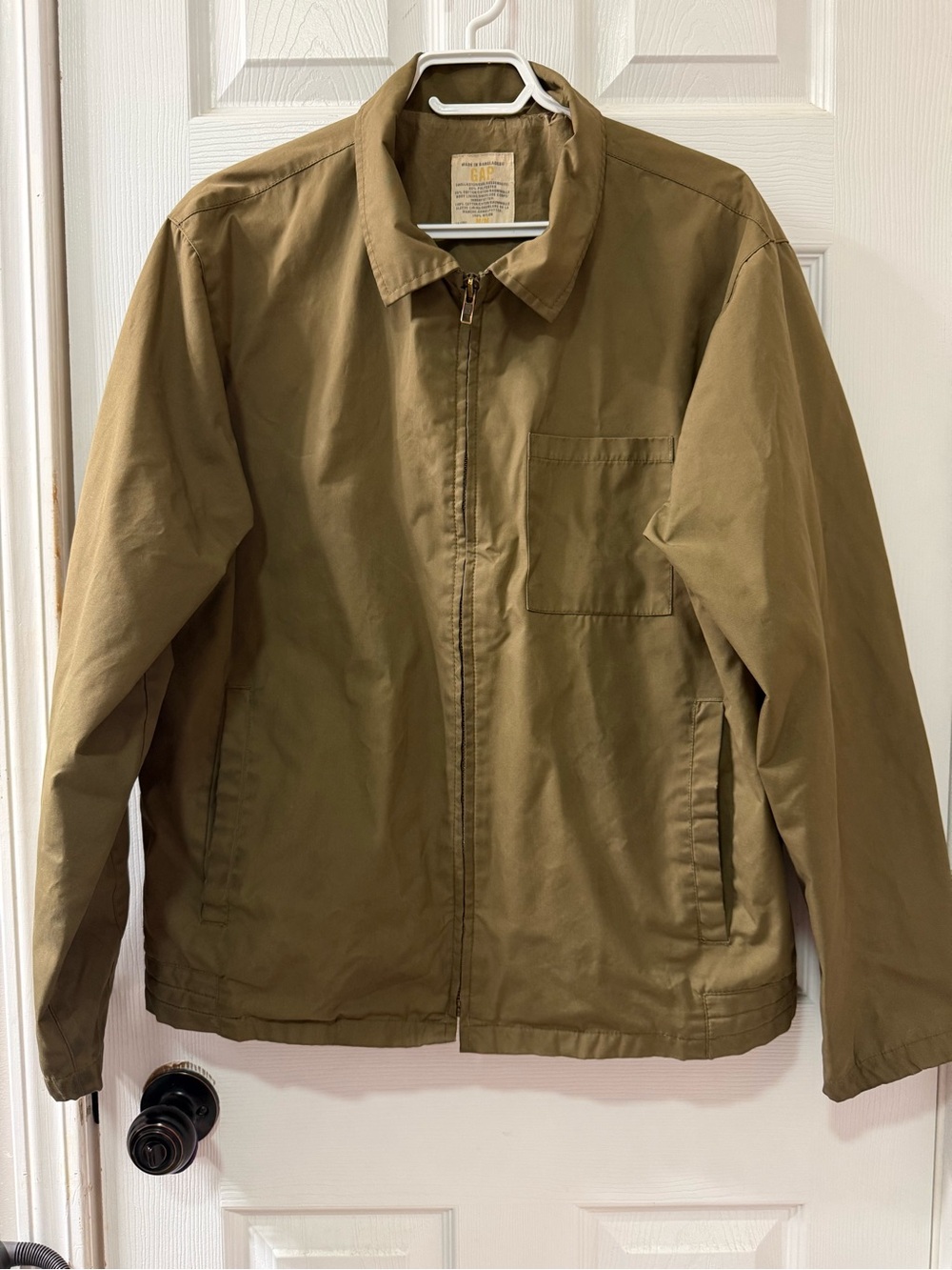 GAP Men's Olive Green Zip-Front Casual Jacket